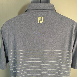 FootJoy FJ Men's gray w/ yellow detail short sleeve golf polo shirt M EUC